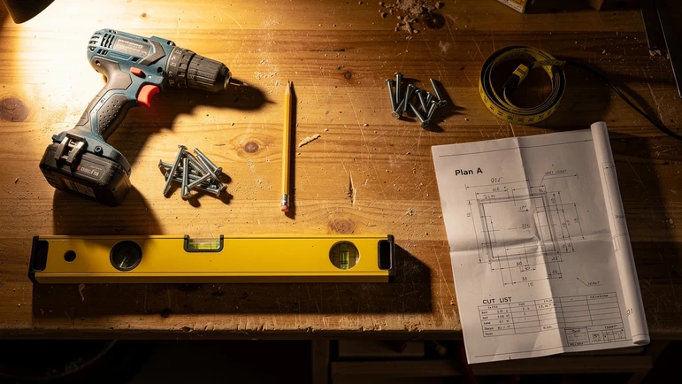 Outils de bricolage sur etabli